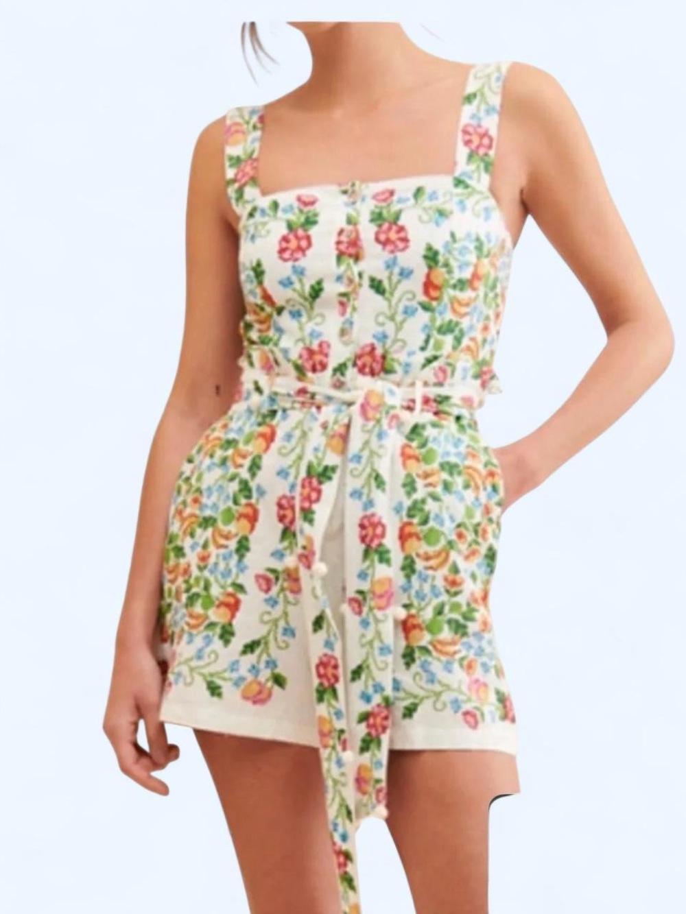 FARM RIO - TROPICAL ROMANCE LINEN ROMPER